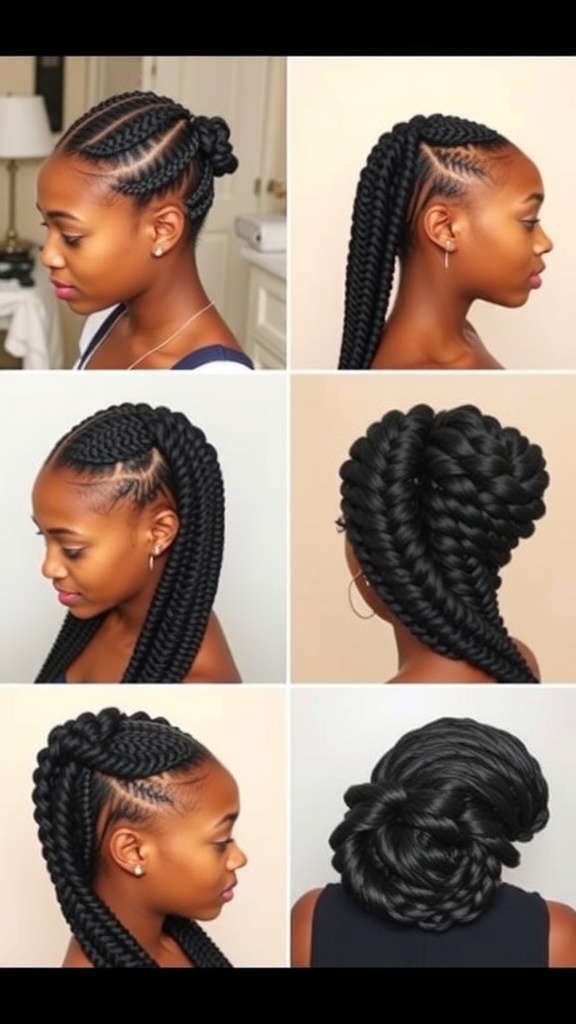 Five Cornrow Braid Styles A collection of five cornrow braid styles on different models, showcasing the diversity of this hairstyle.